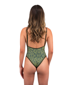 Gisele So Chic One Piece Swimsuit Hand-Drawn Jungle Print 