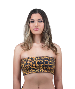 Mira Reversible Bandeau Bikini Top in Leopard Print