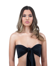 Load image into Gallery viewer, Mira Reversible Bandeau Bikini Top in Midnight Black