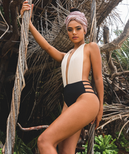 Load image into Gallery viewer, Noa Kai Moani One Piece in Nude and Black Swimsuit