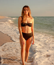 Load image into Gallery viewer, Rhys Classic Twisted Bandeau Bikini Top in Midnight Black