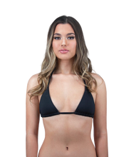 Load image into Gallery viewer, Valeria Classic Triangle Bikini Top in Midnight Black